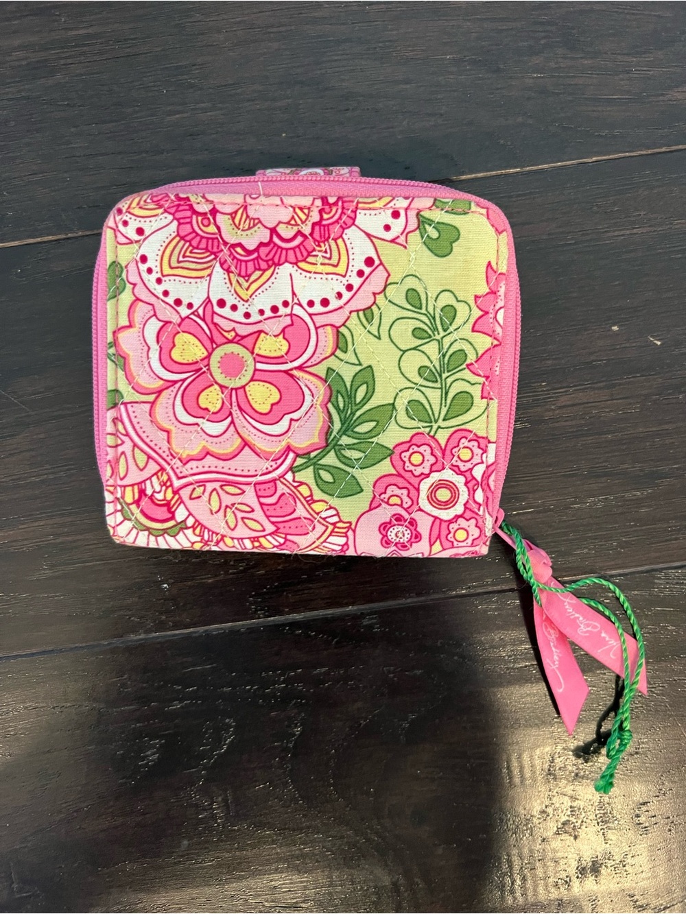 Vera Bradley Floral Small Tab Wallet - Pink & Green Floral print - NEW! - Picture 2 of 3